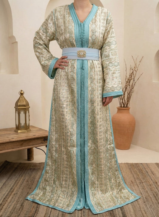 Takchita brocard doré bleu ciel